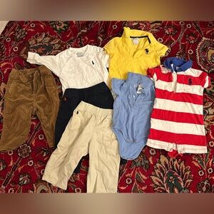 Ralph Lauren 9 Month Baby Boy Lot - Pants, Rompers, Polos - EUC